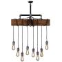 Industrial Rustic Wood Beam Linear Island Pendant Light 8-Light Chandelier Lighting Hanging Ceiling Fixture