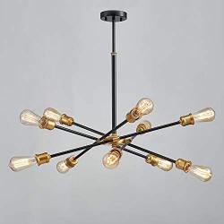 Saint Mossi Vintage Pendant 10-Lights E26 Base Modern Black Sputnik Hanging Light Industrial Hanging Pendant Light Fixture for Kitchen Dining Room Bedroom