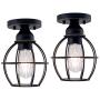 YaoKuem Semi Flush Mount Ceiling Light Fixture, E26 Medium Base, Metal Housing, Bulbs NOT Included, 2-Pack (Oil Rubbed Bronze Finish)
