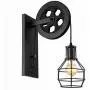 BAYCHEER HL471082 1 Light Wall Sconce Keyed Socket Pulley LED Industrial Wall Sconces Retro Wall Lights Fixture for Indoor Lighting Barn Restaurant in Black Finished BAYCHEER HL471082 1 Light Wall Sconce Keyed Socket Pulley LED Industrial Wall Sconces Retro Wall Lights Fixture for Indoor Lighting Barn Restaurant in Black Finished