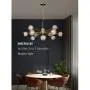 MEEROSEE Sputnik Chandeliers Modern Glass Bubble Chandelier Wired Aluminum Pendant Lighting W37.4'' 12-Light Brushed Brass Ceiling Fixture for Dining Room Foyer Kitchen Island Bedroom Living