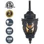 Goalplus Outdoor Wall Lantern for Porch Patio Exterior Light with Wall Mount, Black Outdoor Porch Light Fixture with Amber Seeded Glass, 60W E26 IP44 Waterproof, Hight, 22 1/2'' High, LM0301-DN-L