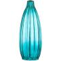 Stella Modern Table Lamp Clear Blue Fluted Glass White Drum Shade for Living Room Family Bedroom Bedside Nightstand - 360 Lighting