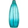 Stella Modern Table Lamp Clear Blue Fluted Glass White Drum Shade for Living Room Family Bedroom Bedside Nightstand - 360 Lighting