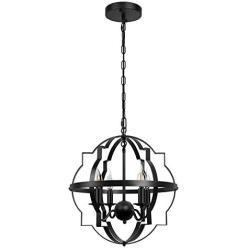 4-Light Farmhouse Vintage Chandelier Black Rustic Chandelier Metal Hanging Light Fixture for Dining Room Kitchen Living Room Bedroom Foyer