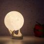 BRIGHTWORLD Moon Lamp, 3.5 inch 3D Printing Lunar Lamp Night Light with White Hand Stand as Kids Women Girls Boy Birthday Gift, USB Charging Touch Control Brightness Two Tone Warm Cool White