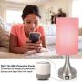 Yoxdalmk 3-Way Dimmable Touch Control Table Lamp Set of 2, Modern Bedside Desk Lamp with Dual USB Charging Ports, Pink Fabric Lampshade Nightstand Lamp for Bedroom, Living Room (LED Bulbs Included)