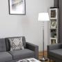 Tangkula Lamp Set 3-Piece Modern Home Living Room Bedroom Chrome Finish Lamps, Floor Lamp and Table Lamps Set with Soft Pleated White Fabric Shades (Chrome)