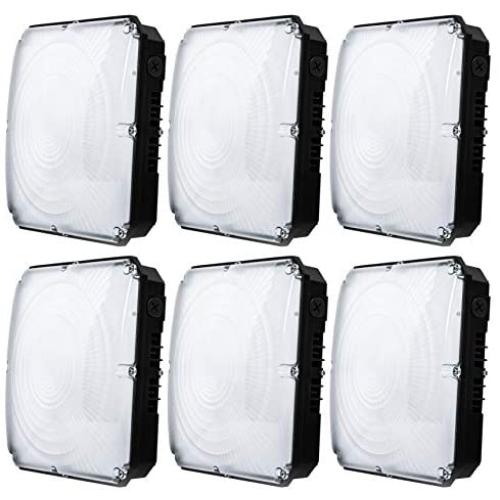 Hyperikon LED Canopy Light,Outdoor Gas Station Light Fixture, Black, 5000K, UL, DLC, 40 Watts, 6 Pack