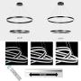 Meenyo Contemporary Chandelier Lighting LED Dimmable Ceiling Hanging Light 2 Ring Dining Room Chandeliers Modern Living Room Light Fixtures Foyer Bedroom Pendant Lights Black 31.5''Dia 88W