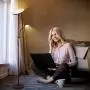 LED Floor Lamp - Soarz Torchiere Floor Lamp with Adjustable Reading Lamp,2000lumen Main Light and 400lumens Side Reading Light for Living Room, Bedroom, Office, Work with Remote Control (Brown)
