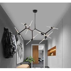 Industrial Chandelier Modern Metal Acrylic Branch Pendant Lamp Light Ceiling Fixtures for Living Room Dining Room Lighting (14-Light Black)