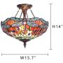 Capulina Hand-Crafted Tiffany Dragonfly Kitchen Island Light,W16'' Tiffany Ceiling Pendant, Tiffany Style Lamp, Tiffany Kitchen Chandelier, Tiffany Hanging Lights, Tiffany Glass Chandelier for Kitchen