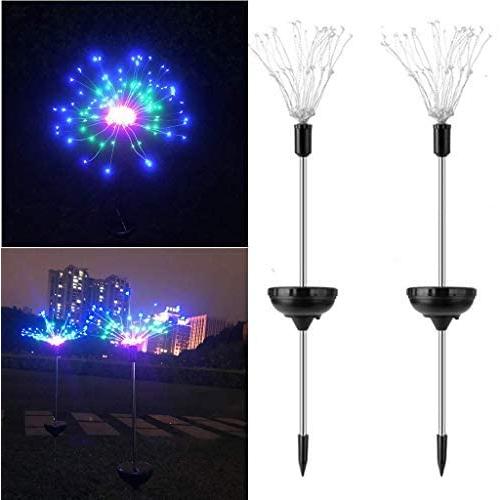 Solar Fireworks Light Outdoor 90L Garden Lights 8 Modes Starburst Lights Pathway Patio Lawn Backyard Christmas Party Holiday Wedding Decorative Lights (90LED RGB)