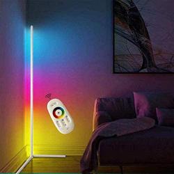 YIYIBO LED Corner Floor Lamp Minimalist LED Corner Floor Lamp RGB Color Changing Standing Lamp with Switch and 2M Cable for Living Room Bedroom,White,140cm/55.11in