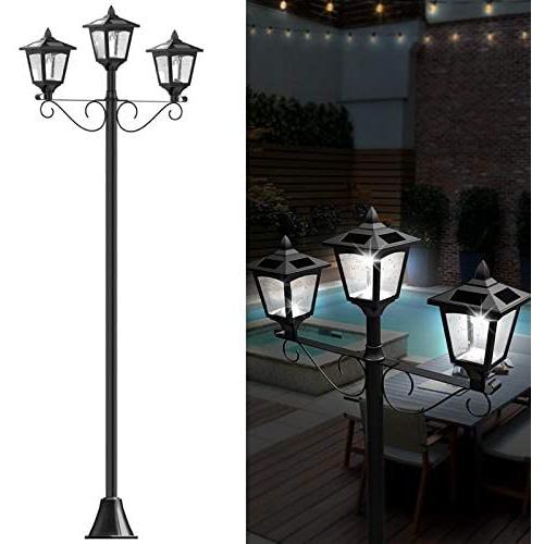 72'' Solar Lamp Post Lights Outdoor, Triple-Head Street Vintage Solar Lamp Outdoor, Solar Post Light for Garden, Lawn, Planter Not Included