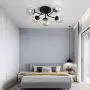 5-Light Semi Flush Mount Ceiling Light Fixture,Modern Glass Pendant Lighting,Black Chandelier for Kitchen Hallway Entryway Island Bedroom Living Room