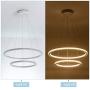 Toupus Modern LED Pendant Lights, 2-Ring 53 W Acrylic Crystal Shape Contemporary Chandelier Not Dimmable Warm White 3000K Ceiling Hanging Lights Fixture for Foyer Living Room Bedroom Bar