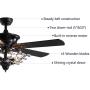 SILJOY 50” Reversible Ceiling Fan with Lights and Remote, Classical Design Ceiling Fan, Elegant Modern Indoor Chandelier Fan Light Kit for Bedroom Dining Room 5 Wood Blades, Black