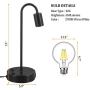 Industrial Table Lamp, 3 Way Dimmable Touch Control Table Lamp with 2 USB Charging Ports & 2 AC Outlet, Vintage Bedside Nightstand Lamp for Farmhouse Bedroom Living Room, LED Edison Bulb Included