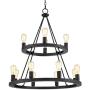Lacey Black Wagon Wheel Chandelier 29 1/4'' Wide Modern Industrial LED Two Tier 12-Light Fixture for Dining Room House Foyer Kitchen Island Entryway Bedroom Living Room - Franklin Iron Works