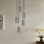 Effimero 5 Light Fixture Multi Pendant Lighting | Brushed Nickel Cluster Chandeliers for Dining Rooms, Polished Smoked Glass Shade LL-C45-SMK-1BN