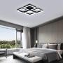 Modern LED Ceiling Light, Garwarm Black Flush Mount Light Fixtures,64W Ceiling Lamp for Living Room Bedroom Dining Room, 5 Square Metal Acrylic Surface Mount Chandelier Cool White 6000K