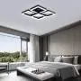 Modern LED Ceiling Light, Garwarm Black Flush Mount Light Fixtures,64W Ceiling Lamp for Living Room Bedroom Dining Room, 5 Square Metal Acrylic Surface Mount Chandelier Cool White 6000K