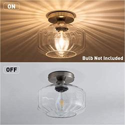 Aurora Modern Glass Ceiling Light Fixture Semi-Flush Fixture with Clear Textured Glass Shade,Glass Ceiling Lamp,for Kitchen, Sink, Restaurant, Bar, Hallway, Passway,Satin Nickle