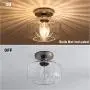 Aurora Modern Glass Ceiling Light Fixture Semi-Flush Fixture with Clear Textured Glass Shade,Glass Ceiling Lamp,for Kitchen, Sink, Restaurant, Bar, Hallway, Passway,Satin Nickle