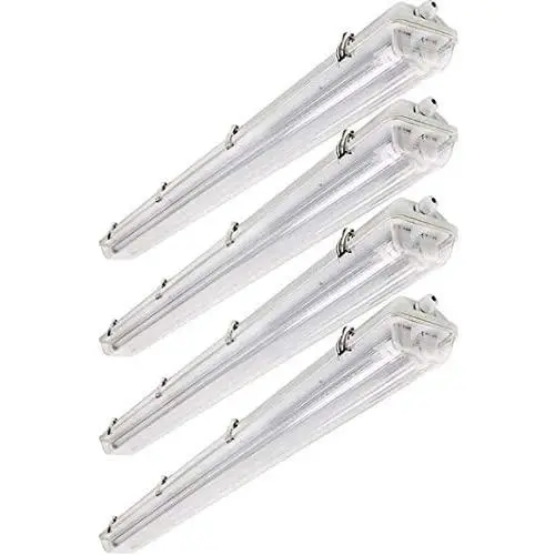 Brillihood LED Vapor Proof 4ft Light Fixture, 36 Watt, 4000lm, 6000K (Bright White), Clear Cover, IP65 Waterproof 4 Long Overhead Shop Light, Indoor / Outdoor Lighting, 4-Pack