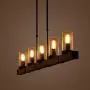 Eumyviv C0022 Metal Pendant Lamp with Glass Shade Retro Rustic Chandelier Edison Vintage Decorative Ceiling Fixture Hanging Luminaire, Wood 5 Lights