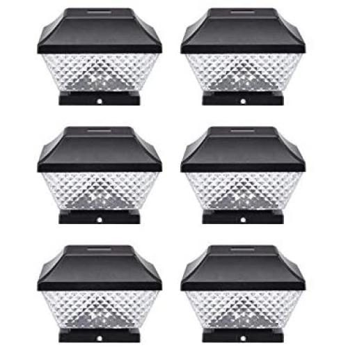NOMA Solar Post Lights | Waterproof Outdoor Cap Lights for 4 x 4 Wooden Posts, Deck, Patio Garden Décor or Fence | Warm White LED Lights, 6-Pack