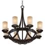 Sperry Industrial Bronze Chandelier 28'' Wide Rustic Farmhouse Cylinder Scavo Glass 8-Light Fixture for Dining Room House Foyer Kitchen Island Entryway Bedroom Living Room - Franklin Iron Works