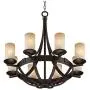 Sperry Industrial Bronze Chandelier 28'' Wide Rustic Farmhouse Cylinder Scavo Glass 8-Light Fixture for Dining Room House Foyer Kitchen Island Entryway Bedroom Living Room - Franklin Iron Works