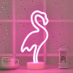 Byncceh Flamingo Neon Sign -LED Neon Lights Sign with Stand Base Battery Powered/USB，neon Lights for Bedroom ，Baby Room, Family, Wedding, Party, Birthday ，Christmas (Pink Flamingo)