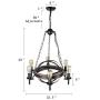 Giluta Globe Chandelier Light Industrial Metal Chandelier Retro Castle Pendant Light Displays Changeable Hanging Ceiling Light Fixture 6 Lights for Entryway Foyer Hallway (C0051)