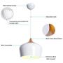 CHYING Modern Pendant Light, Wood Pattern Lantern Lighting Contemporary Metal Dome Ceiling Lights Fixture 47.25 inch Adjustable Height for Barn Dining Room Kitchen Island Living Room Bedroom