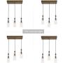 LNC A03491 Wooden Pendant Lights 3-Height Adjustable Farmhouse Chandelier for Kitchen Island and Dining Room, Square