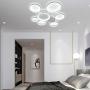 Lingkai Modern LED Flush Mount Ceiling Light 7-Light Chandeliers Control Nature White and Warm White Dimmable Circle Rings Design Ceiling Lamp for Living Room Bedroom Kitchen 3000K-6000K