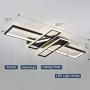 IKK Modern Ceiling Light, LED Chandelier Light Fixture with Dimmable Remote Control, 4 Heads Black Rectangular Shade Modern Light Fixture for Kitchen, Bedroom, Dressing Room, Living Room, Dining Room