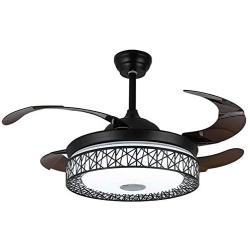 Farmhouse Ceiling Fan with Lights and Remote Control Dimming 42'' Chandelier Fan lamp 3-color Change and 3-speed Change Ceiling Light Fixture Retractable Blades For Home Decoration Living Room Bedroom