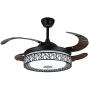 42'' Invisible Bluetooth Music Ceiling Fan Light Retractable 4 Blades LED 3-Color Dimmable Ceiling Fan Light Chandelier w/ Music Player for Living room/Restaurant/Dining Room (Black)