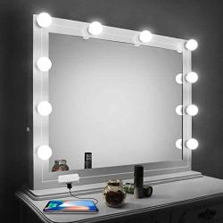 Vanity Mirror Lights Kit,LED Lights for Mirror with Dimmer and USB Phone Charger,LED Makeup Mirror Lights Kit Hollywood Style Lighting Fixture Strip 6500k for Bathroom Dressing Room Vanity Table