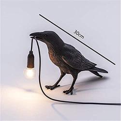 XDJ Bird Lamp Table Lamp Playing Raven/Applique, Design Raven Bird Nordic LED Mordern Art Bedside Decor, for Living Room Decoration Raven Desk Lamp, Black/White