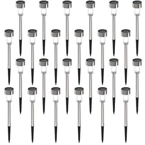 Sunco Lighting 24 Pack Solar Path Lights, Dusk-to-Dawn, 6000K, Above Ground Stake, Easy No-Wire Install, Solar Powered LED Landscape Lighting, Weatherproof, Illuminate Gardens, Pathways and Flower Bed