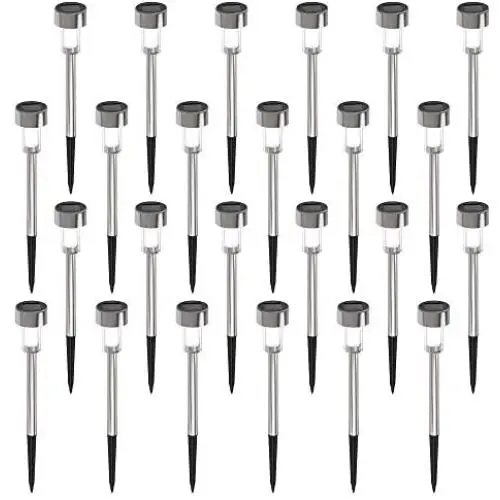 Sunco Lighting 24 Pack Solar Path Lights, Dusk-to-Dawn, 6000K, Above Ground Stake, Easy No-Wire Install, Solar Powered LED Landscape Lighting, Weatherproof, Illuminate Gardens, Pathways and Flower Bed