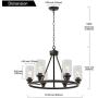 MELUCEE 6-Light Glass Chandelier Farmhouse Lighting, Kitchen Island Lighting Dining Room Light Fixtures Hanging Glass Pendant Light Oil Rubbed Bronze Finished UL Listed