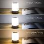 Table Lamp Touch Night Light - 4 Quickly Charge USB Port Bedside Lamps with Dimming Warm White Light 13 Colors RGB Table Lamp for Bedroom Living Room Office Hallways (Wood)