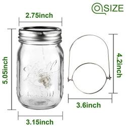 ZOUTOG Mason Jar Solar Lights, 30 LED Hanging Solar Lights Outdoor with Handle, Solar Lantern Lights for Patio/Garden/Yard and Lawn, 6 Pack - Jars & Hangers Included